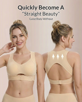 Front Closure Cross-Back Wireless Posture Bra — Back Support & All-Day Comfort, No Underwire Sculpté