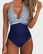 V Neck One Piece Tummy Control Push Up Swimwear - Sculpté