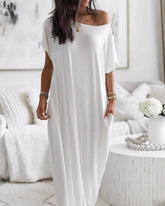 Off-Shoulder Sleeve Maxi Dress - Sculpté