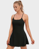 Backless Active Dress With Built-In Shorts and Pockets - Sculpté