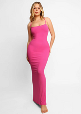 Shapewear Strappy Cowl Neck Tummy Control Flare Dress - Sculpté