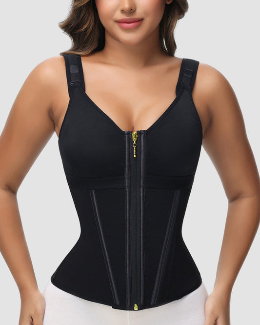 Sculpté Double-Layer Tummy Control Waist Shaper Girdle with Bra in firm Colombian Powernet