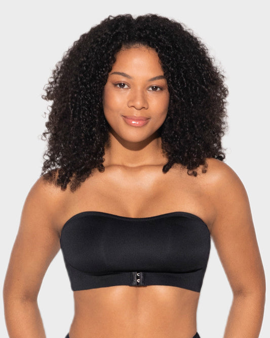 Sculpté Strapless Seamless Front Button Bra in black — the team pick for off-the-shoulder tops and dresses
