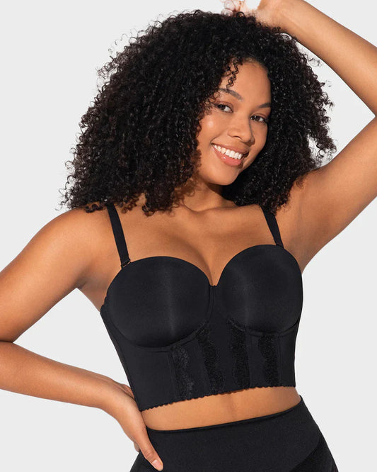 Sculpté Low Back Strapless Bra in black — convertible silicone-grip bra for backless dresses
