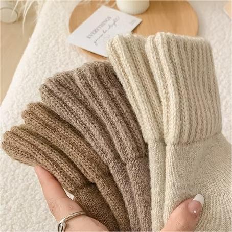 Ribbed Fleece-Lined Crew Socks — Warm, Cozy & Anti-Slip Sculpté