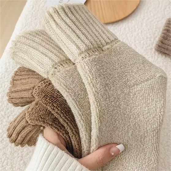 Ribbed Fleece-Lined Crew Socks — Warm, Cozy & Anti-Slip Sculpté