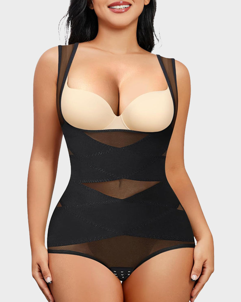 Open Bust Cross Compression Body Shaper Sculpté