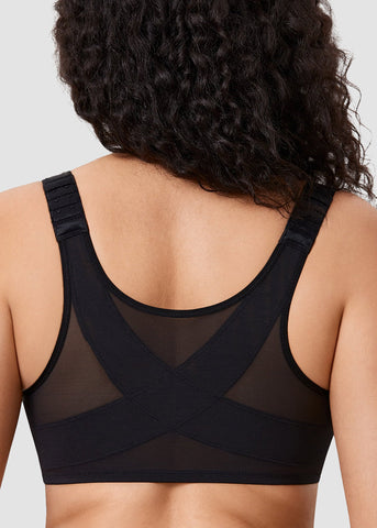 Front Closure Underwire Unlined Back Support Plunge Bra