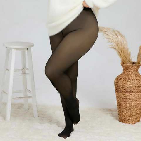 One-Seam Translucent Fleece-Lined Tights — Warm, Sheer & Seamless Sculpté