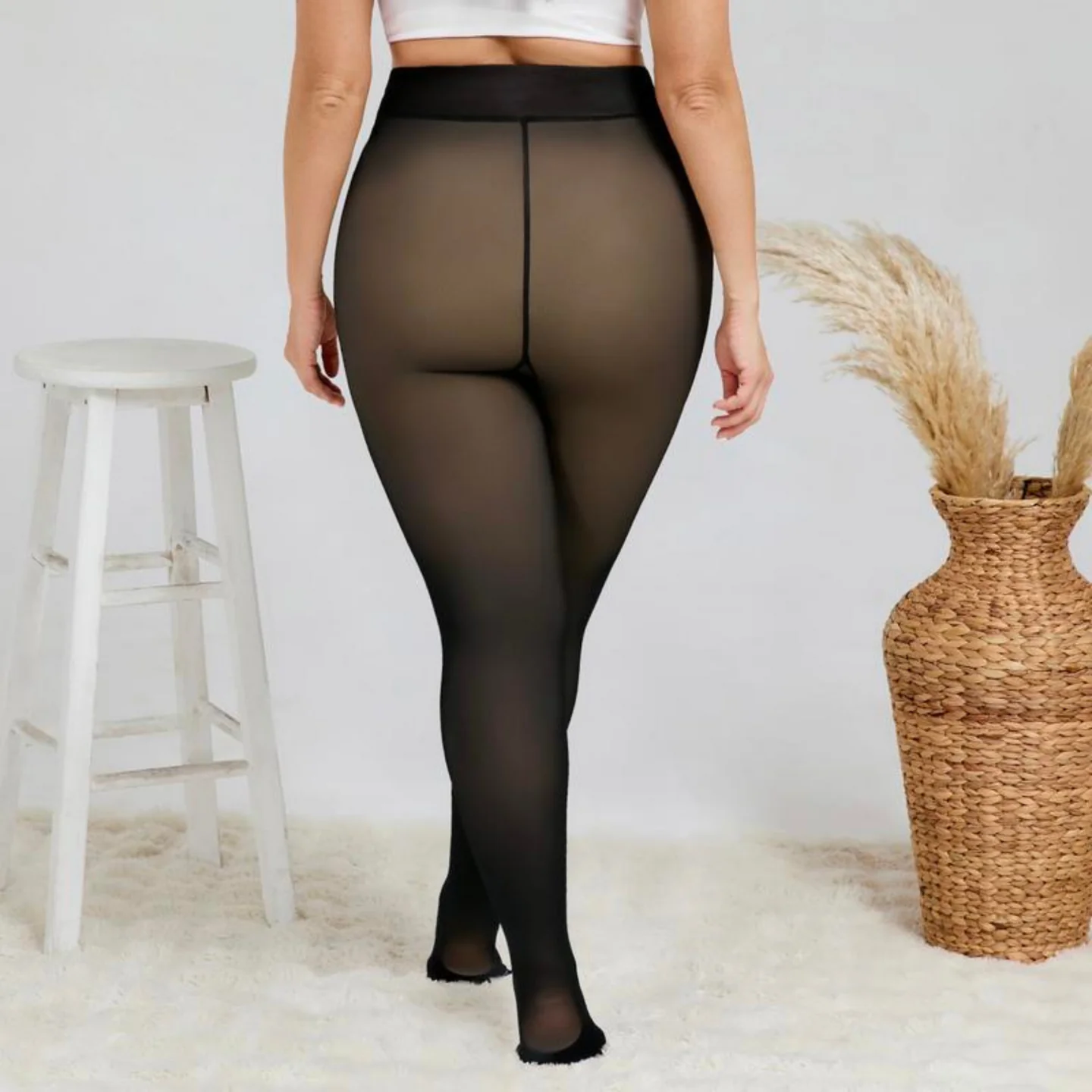 One-Seam Translucent Fleece-Lined Tights — Warm, Sheer & Seamless Sculpté