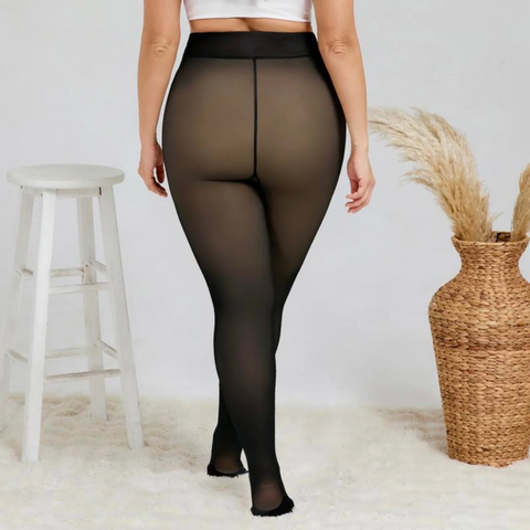 One-Seam Translucent Fleece-Lined Tights — Warm, Sheer & Seamless Sculpté
