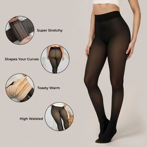 One-Seam Translucent Fleece-Lined Tights — Warm, Sheer & Seamless Sculpté