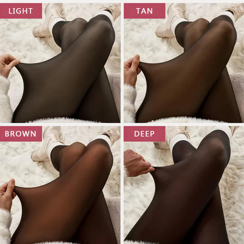 One-Seam Translucent Fleece-Lined Tights — Warm, Sheer & Seamless Sculpté