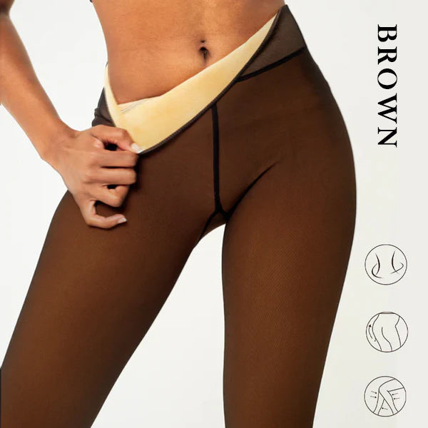 One-Seam Translucent Fleece-Lined Tights — Warm, Sheer & Seamless Sculpté