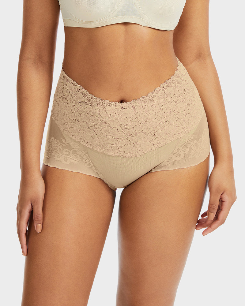 High-Waist Lace V-Cut Shaping Panties 3-Pack — Breathable & Smooth Sculpté