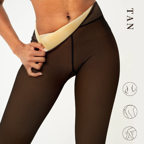 One-Seam Translucent Fleece-Lined Tights — Warm, Sheer & Seamless Sculpté