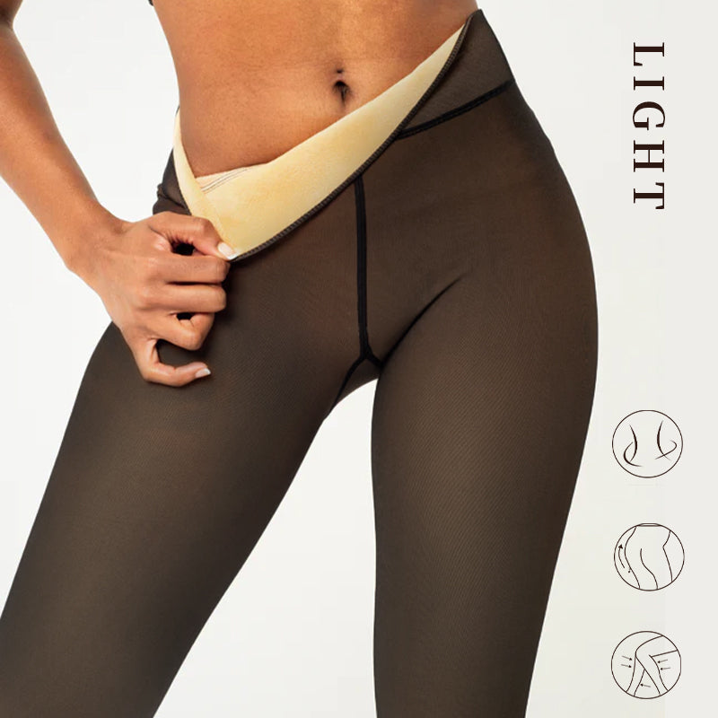 One-Seam Translucent Fleece-Lined Tights — Warm, Sheer & Seamless Sculpté
