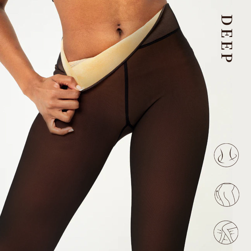 One-Seam Translucent Fleece-Lined Tights — Warm, Sheer & Seamless Sculpté