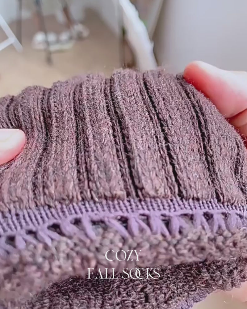 Ribbed Fleece-Lined Crew Socks — Warm, Cozy & Anti-Slip Sculpté
