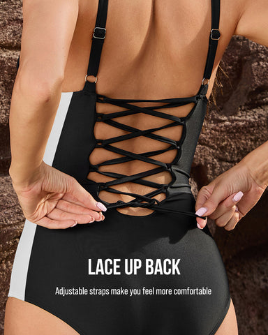 Plunge Corset Back Sculpting Swimsuit