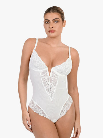 Shapewear Firm Control Smoothing Full Lace Thong Bodysuit