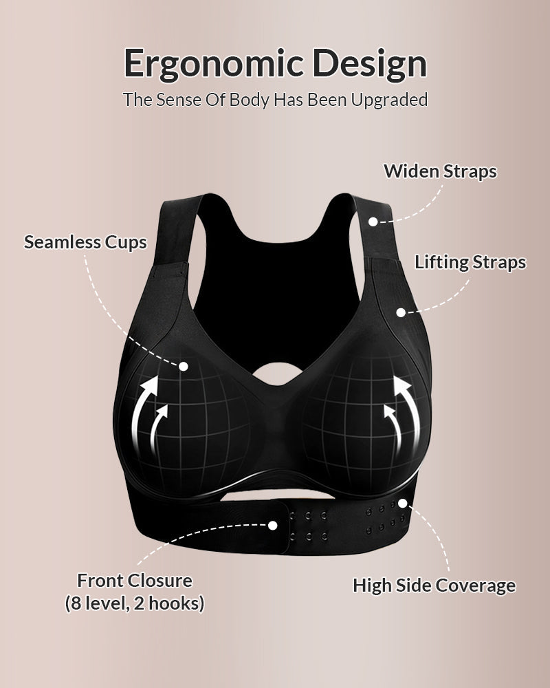 Front Closure Cross-Back Wireless Posture Bra — Back Support & All-Day Comfort, No Underwire Sculpté