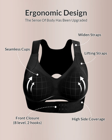 Front Closure Cross-Back Wireless Posture Bra — Back Support & All-Day Comfort, No Underwire Sculpté