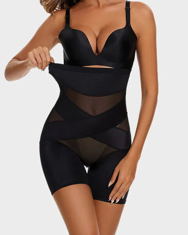 Crossover Bandage High-Waist Hip-Lifting Shorts — Cinched Waist & Lifted Glutes Sculpté