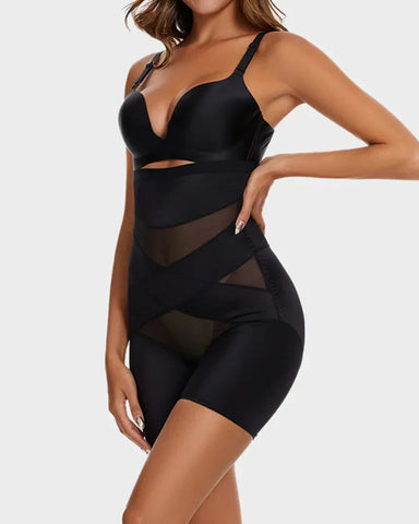 Crossover Bandage High-Waist Hip-Lifting Shorts — Cinched Waist & Lifted Glutes Sculpté