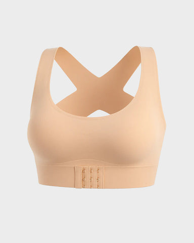 Front Closure Cross-Back Wireless Posture Bra — Back Support & All-Day Comfort, No Underwire Sculpté