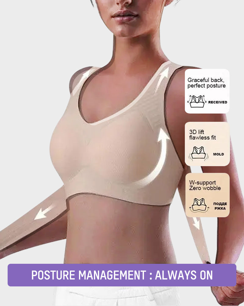 Front Closure Cross-Back Wireless Posture Bra — Back Support & All-Day Comfort, No Underwire Sculpté