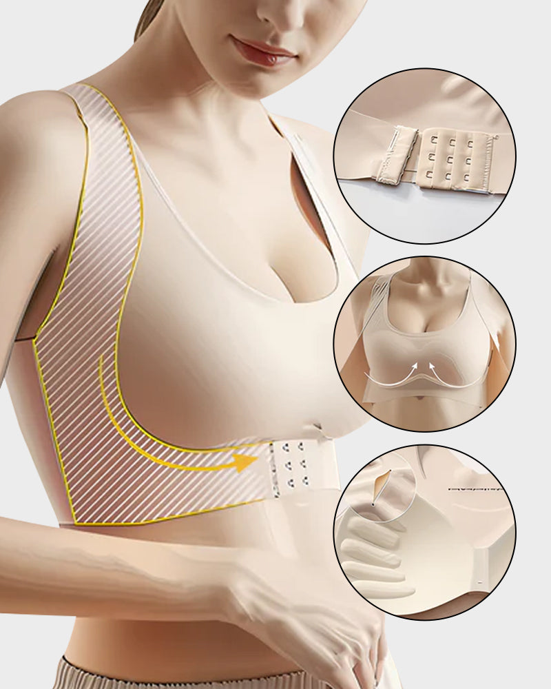 Front Closure Cross-Back Wireless Posture Bra — Back Support & All-Day Comfort, No Underwire Sculpté