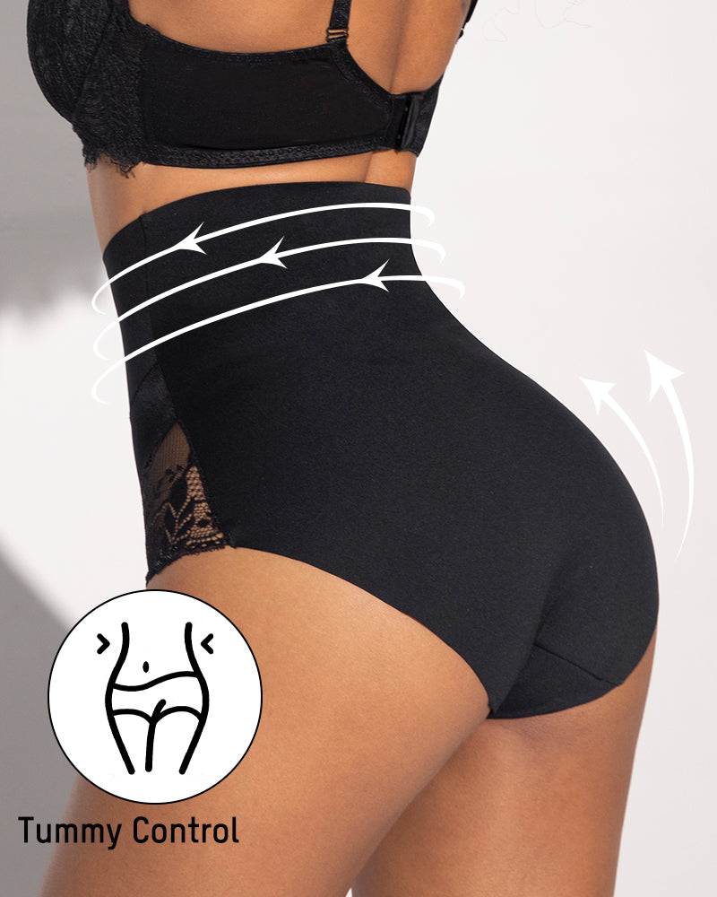 High-Waist Seamless Lace Shaping Panty — Smooth Tummy Control 3-Pack Sculpté