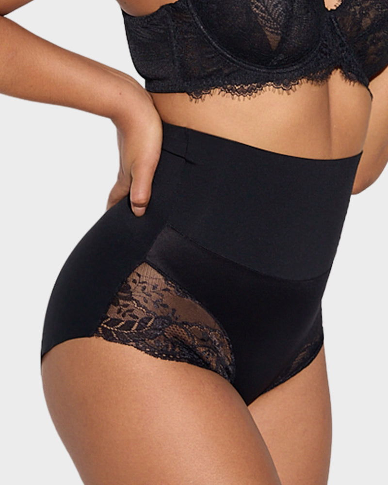 High-Waist Seamless Lace Shaping Panty — Smooth Tummy Control 3-Pack Sculpté