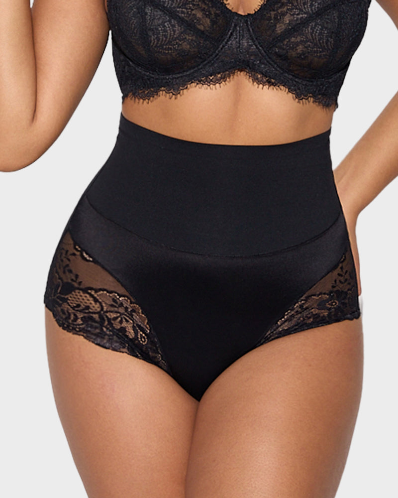 High-Waist Seamless Lace Shaping Panty — Smooth Tummy Control 3-Pack Sculpté