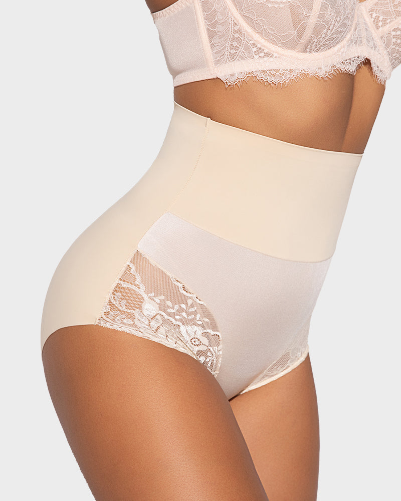 High-Waist Seamless Lace Shaping Panty — Smooth Tummy Control 3-Pack Sculpté