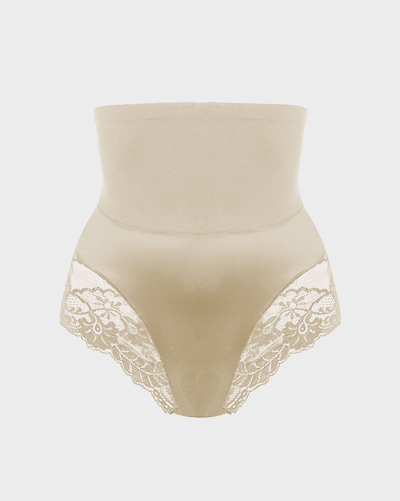 High-Waist Seamless Lace Shaping Panty — Smooth Tummy Control 3-Pack Sculpté