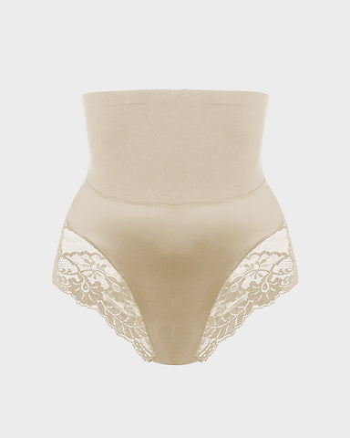 High-Waist Seamless Lace Shaping Panty — Smooth Tummy Control 3-Pack Sculpté