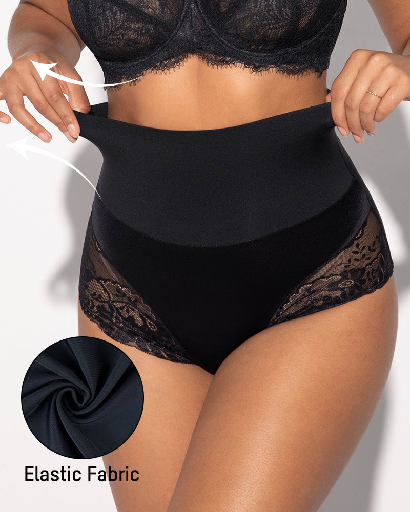 High-Waist Seamless Lace Shaping Panty — Smooth Tummy Control 3-Pack Sculpté