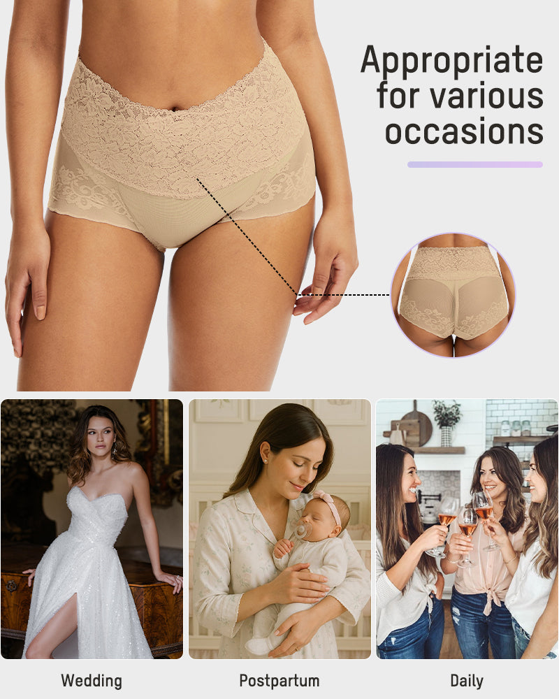 High-Waist Lace V-Cut Shaping Panties 3-Pack — Breathable & Smooth Sculpté