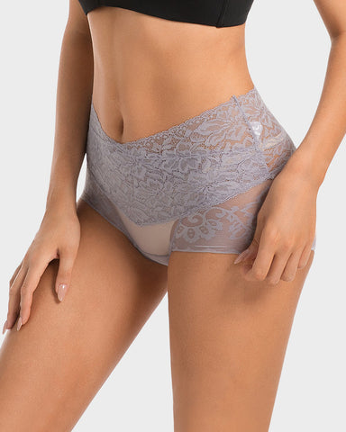 High-Waist Lace V-Cut Shaping Panties 3-Pack — Breathable & Smooth Sculpté