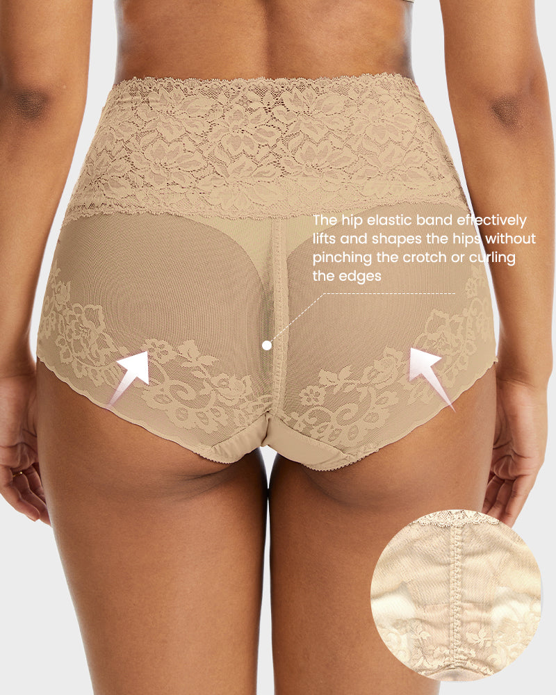 High-Waist Lace V-Cut Shaping Panties 3-Pack — Breathable & Smooth Sculpté