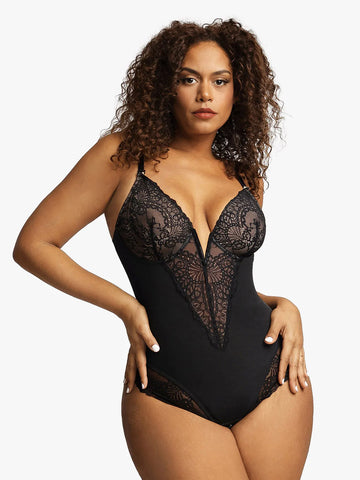 Shapewear Firm Control Smoothing Full Lace Thong Bodysuit