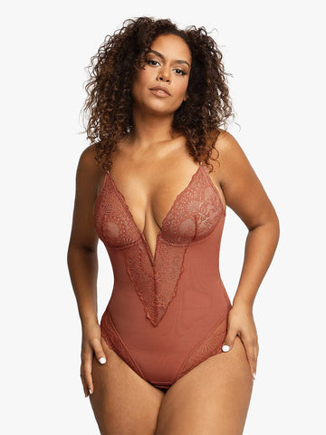 Shapewear Firm Control Smoothing Full Lace Thong Bodysuit