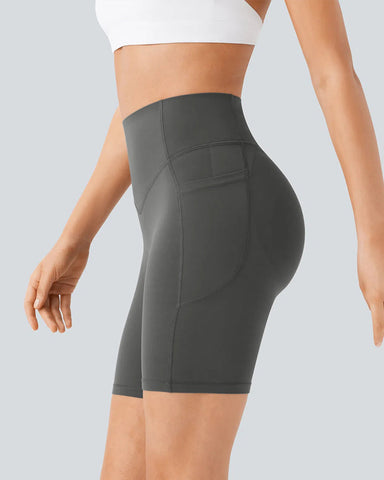 High Waisted Butt Lifting Tummy Control Side Pocket Shaping Training Shorts