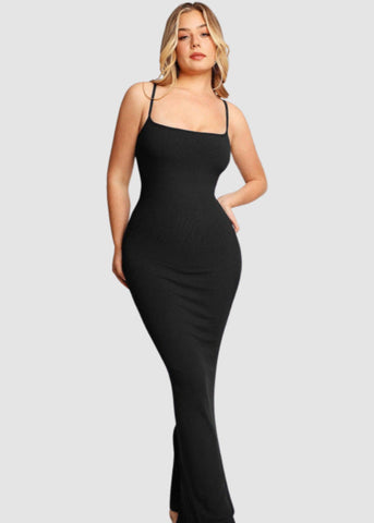 Shapewear Strappy Cowl Neck Tummy Control Flare Dress - Sculpté