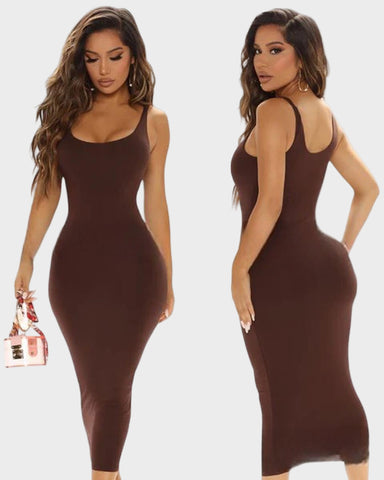 Shapewear Modal Sleeveless U Neck Slimming Maxi Dress - Sculpté