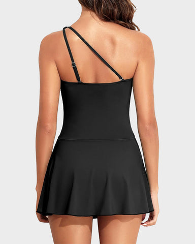 One Shoulder One Piece Swimdress