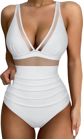 One-piece Mesh Tummy Control Swimsuit - Sculpté