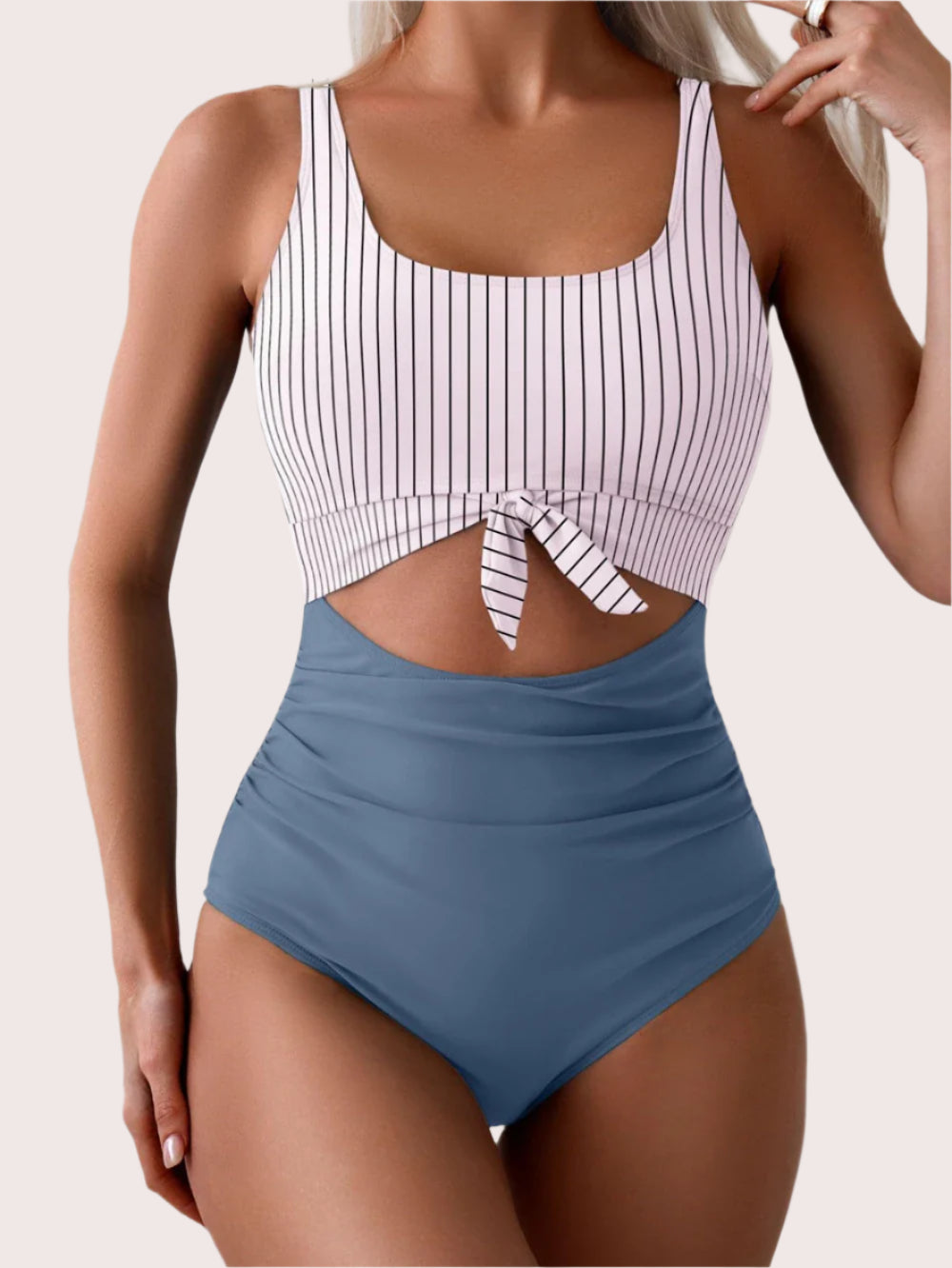 One Piece Tummy Control Cut Out Tie Knot Swimsuit - Sculpté
